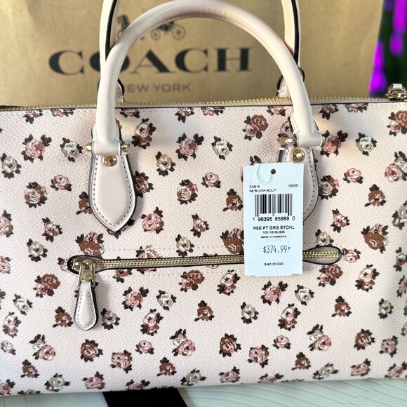 Coach Georgia Satchel Bag – Limited Edition Rose Floral Print Gold/Blush – NWT - Picture 6 of 16